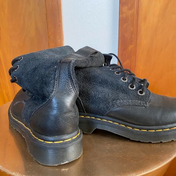 Dr. Martens | Women’s Black Suede Foldover Combat Boots - EU 37 US 6 - Well Worn - Picture 5 of 15
